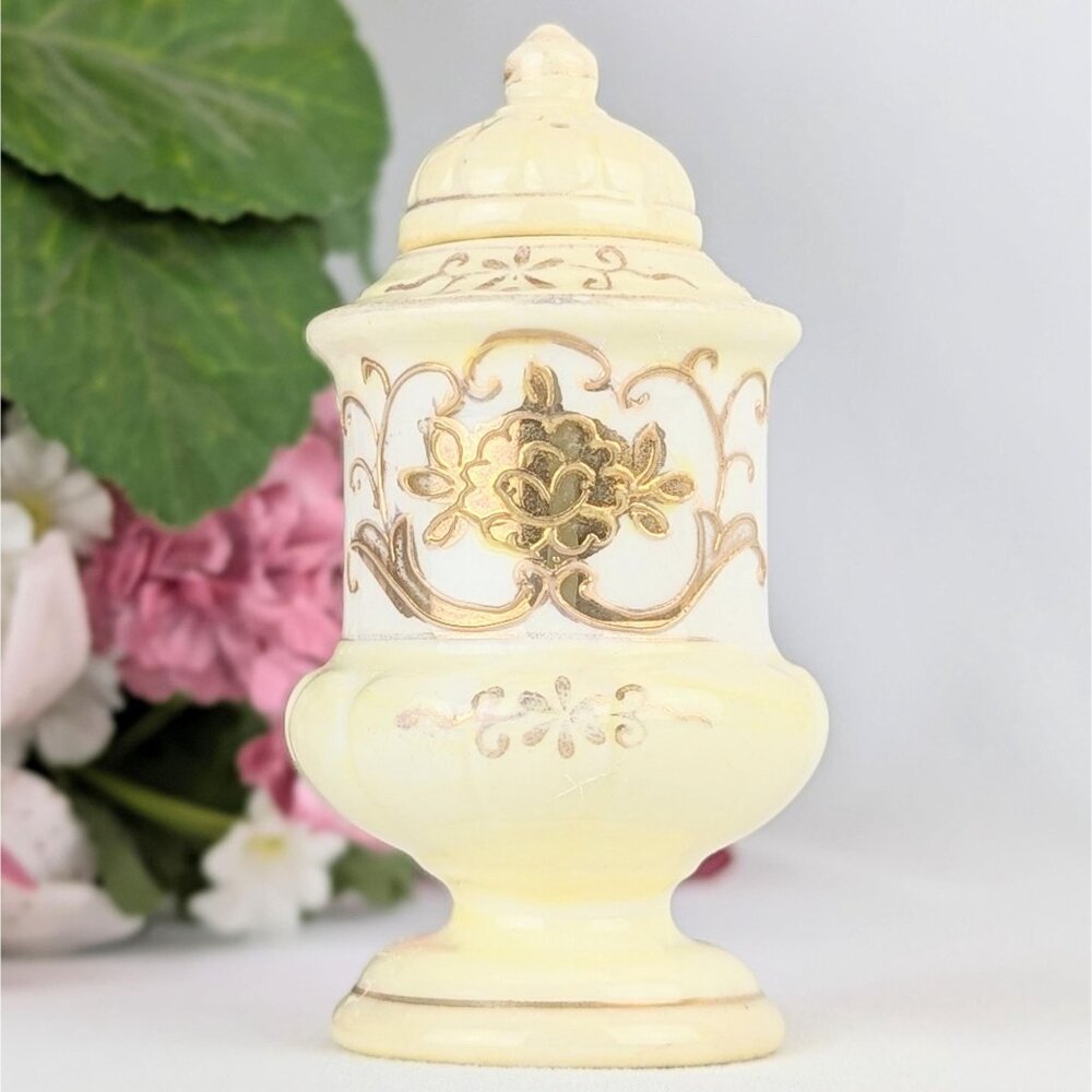 Antique Moriyama Mori-Machi Porcelain Salt Shaker Handpainted Gold Moriage Japan